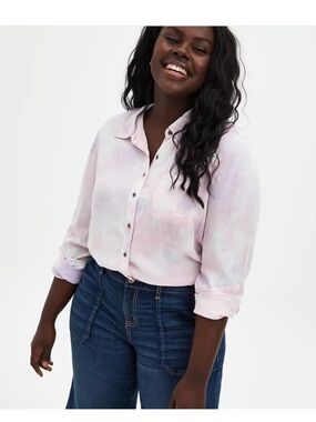 Torrid Tie Dye Twill Button Up Shirt
